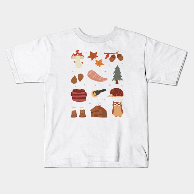 Forest doodles Kids T-Shirt by Akikodraws